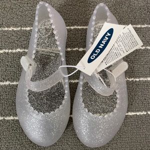 Old Navy Clear With Embedded Sparkles Toddler Girl Jelly Shoes (NWT)